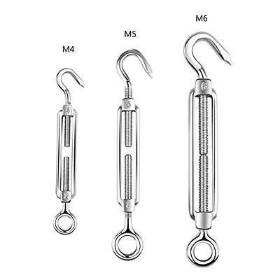 Muzata 5pack M4 Stainless Steel Hook & Eye Turnbuckle Wire Rope Tension