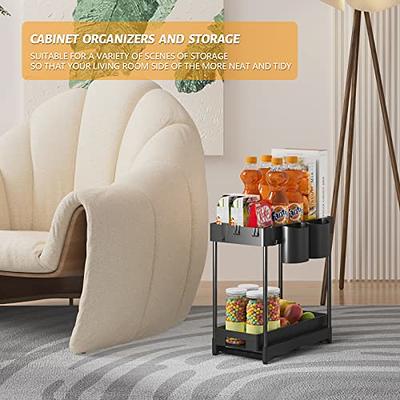 CADUKE Under Sink Organizers and Storage 2 Pack Bathroom Under Sink Rack  Organizer Pull Out with 2-Tier Sliding Drawers Sliding Under Bathroom  Cabinet