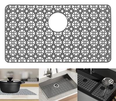 JIUBAR kitchen sink mats, sink protectors for kitchen sink,silicone sink mat ,Sink Mat Grid 26''x 14'' for Bottom of Farmhouse Stainle