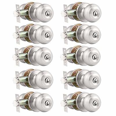 Probrico (10 Pack) Satin Nickel Round Entry Door Knobs Keyed Alike,  Exterior/Interior Door Handles Bedroom Bathroom/Front/Offic Doors, Door Lock  with Locks and 3 Combo Keys Lock Security - Yahoo Shopping