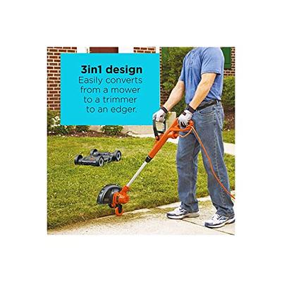 BLACK+DECKER 3-in-1 String Trimmer/Edger & Lawn Mower, 6.5-Amp, 12-Inch,  Corded (MTE912) (Power cord not included), Black/Red