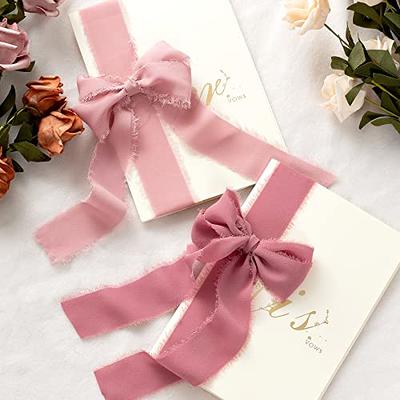 JEDIA Valentine's Ribbon, 3 Rolls Dusty Rose Flower Ribbons, 1.5