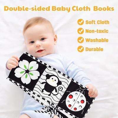 Black and White High Contrast Baby Toys 0-6 6-12 Months Soft Book for  Newborn Brain Development Tummy Time Toys Infant Sensory Crinkle Toys 0-3  3-6