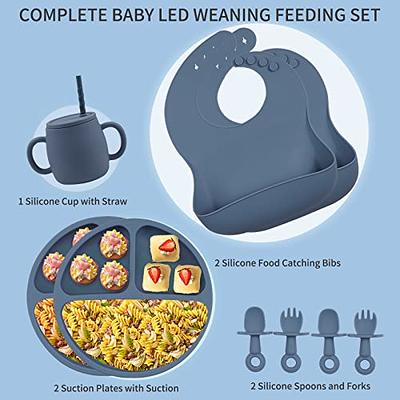 CSFICTS Baby Led Weaning Supplies Baby Feeding Set - Silicone Suction  Bowls, Divided Plates, Straw Sippy Cup