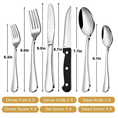 Tribal Cooking 48 Piece Silverware Set - Service for 8 - Stainless Steel Flatware Serving Set - Cutlery Set - Knives, Fork, and Spoon - Utensil Sets