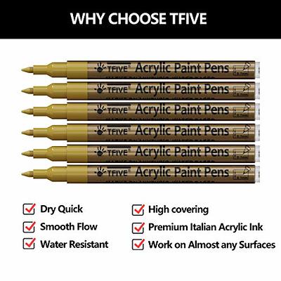 Dyvicl Gold Paint Pens, Acrylic Gold Paint Markers for Rock Painting,  Stone, Ceramic, Glass, Wood, Fabric, Canvas, Metal, DIY Crafts Making, 6  Pack