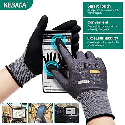 MANUSAGE Safety Work Gloves Men and Women, Microfoam Nitrile Work Gloves Large, Thin Work Gloves with Touchscreen Fingers, Work Gloves Women, Men's