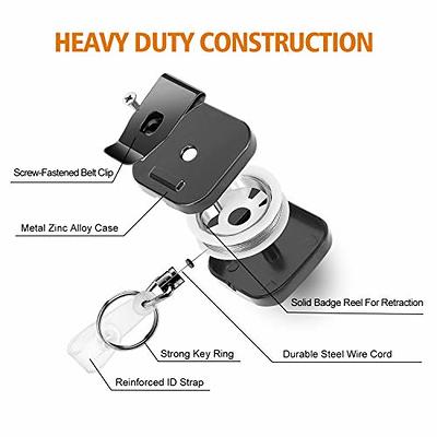 Badge Holder Reel Retractable, FEELSO Metal Heavy Duty Badge Holder with  Belt Clip Key Ring and 6pcs Plastic ID Card Holders, Steel Wire Cord Up to  25 inch (2 Pack) - Yahoo Shopping