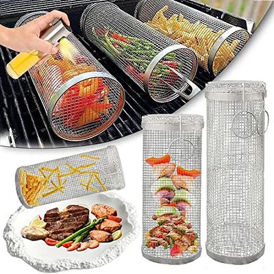 LHCER Stainless Steel Non-Stick Handle BBQ Net Barbecue Mesh Fish Meat  Grill Basket For BBQ Oven,Barbecue Mesh,Non-Stick Grill Basket 