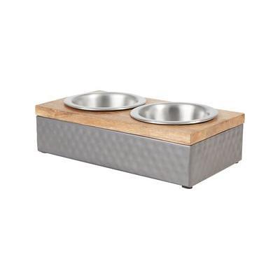 FRISCO Marble Stainless Steel Double Elevated Dog & Cat Bowls, Black,  Small: 2 cup 