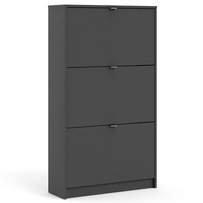 NOVAMAISON Narrow Shoe Cabinet with 2 Flip Drawers - Black Hidden