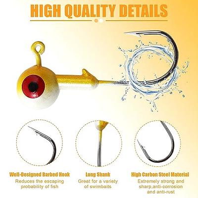  Barb Saltwater Jig Head Hook Bass Freshwater Jigs Hook Lead  Round Ball Fishing Jig Lead Tackle Sharp 25pcs 3/16oz