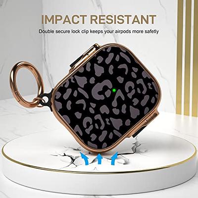 Maxjoy for Airpods Pro 2nd Generation/1st Generation Case with Lock,  Leopard AirPod Pro 2 Case Protective Hard Case for Women Men with Keychain  for