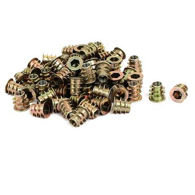 M10x25mm Interface Hex Socket Threaded Insert Nuts 5pcs for Wood Furniture