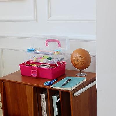 Simple Houseware 3-Tier Multifunctional Rolling Utility Cart with 2  dividers and Hanging Bucket, Red 