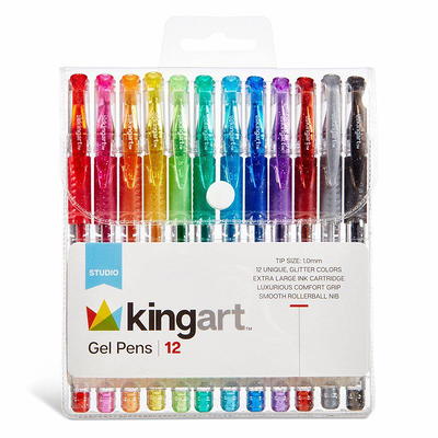 Kingart Soft Grip Glitter Gel Pens, XL 2.5mm Ink Cartridge, Set of 12  Unique Colors - Yahoo Shopping