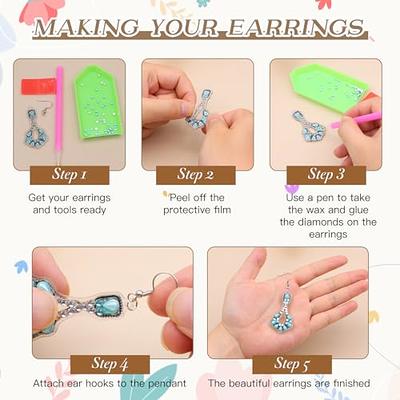 10Pairs Round Double Sided Diamond Painting DIY Earring Making Kit