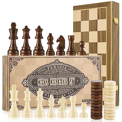  AMEROUS 15 Inches Magnetic Wooden Chess Set - 2 Extra