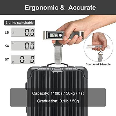Digital Luggage Scale, 110lbs Hanging Baggage Scale with Backlit LCD  Display, Portable Suitcase Weighing Scale, Travel Luggage Weight Scale,  Strong Straps for Travelers 