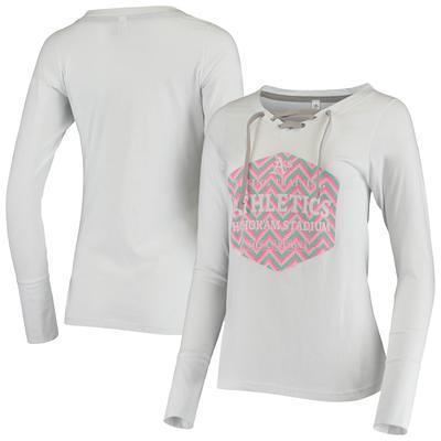 Women's Atlanta Braves New Era White/Navy Lace-Up Long Sleeve T-Shirt