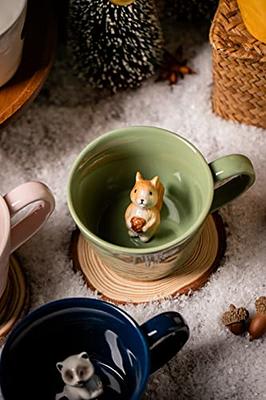 DIHOclub Squirrel Ceramic Cup Hidden 3D Animal Inside Mug,Cute