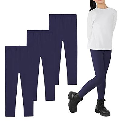 Auranso Kids Girls Leggings Full Length Cotton Tights Pants Navy