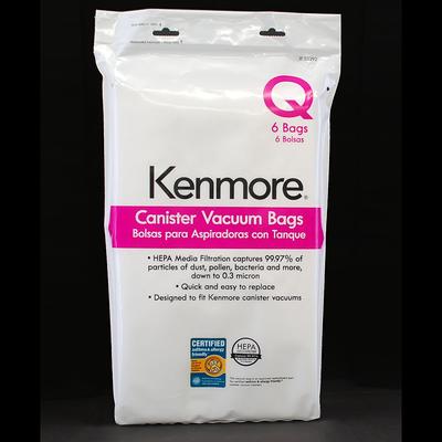 Kenmore Type Q HEPA Canister Vacuum Bags, 6 Pack, White