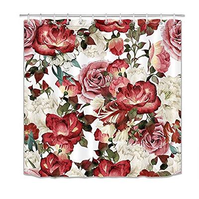 Floral Shower Curtains for Bathroom Flower Shower Curtain Pretty Shower  Curtain Fabric Colorful Wildflower Flowered Shower Curtain with 12 Hooks  Decorative Machine Washable, 72 W x 72 H 