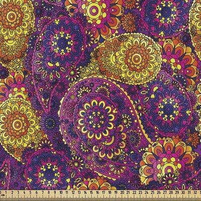 fab_28595 Vintage Fabric By The Yard, Traditional Paisley Motifs