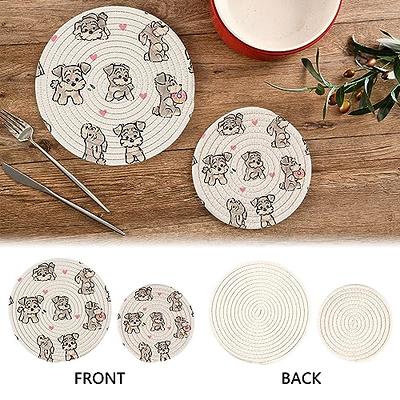 Kitchen Trivets Pot Holders Set of 2, Cute Schnauzer Hearts