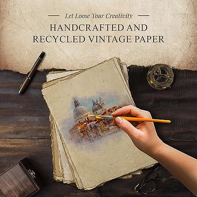 Watercolor Paper | Letter Sized Vintage Paper 8.5 x 11 Inches | 200 GSM Handmade Paper | 50 Sheets of Recycled Cotton Papers, Perfect for Any Medium