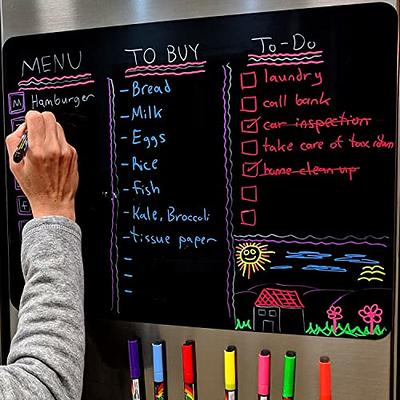 Magnetic Menu Board for Kitchen with Vibrant Neon Chalk Markers- 16x12 -  Dry Erase Weekly Meal Planner