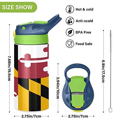 MCHIVER Maryland Flag Kids Water Bottle with Straw Insulated Stainless  Steel Kids Water Bottle Thermos for School Toddlers Reusable Tumbler 12 oz  / 350 ml Green Top - Yahoo Shopping