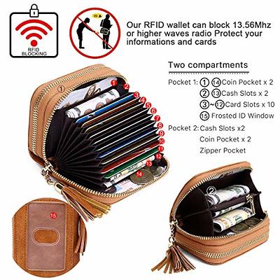 RFID Double Zip Accordion Credit Card Holder