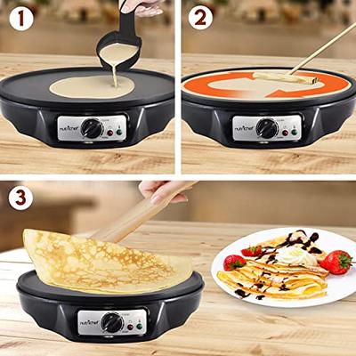 Instant Crepe Maker,8 Griddle Crepe Maker, Non-Stick Electric Crepes Pan,  Auto Thermostat Control, Handheld Long Handle, Portable Breakfast Maker For