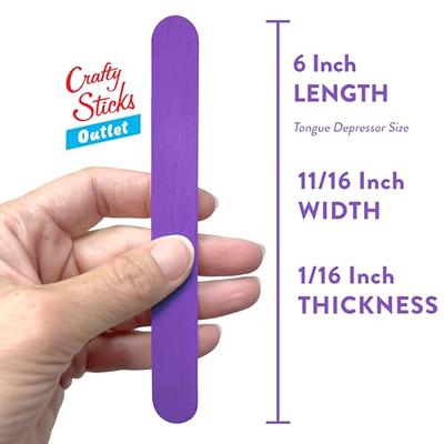 100 Sticks, Jumbo Wood Craft Popsicle Sticks 6 Inch (Purple