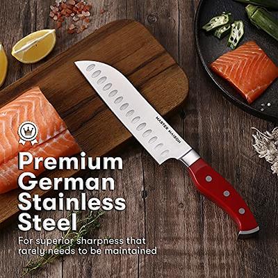 19-Piece Premium Kitchen Knife Set With Block  Master Maison German  Stainless Steel Knives With Knife Sharpener & 8 Steak Knives (Red) - Yahoo  Shopping