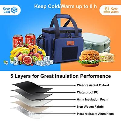 Insulated Lunch Bag Box for Women Men Thermos Cooler Hot Cold Food Tote Bag  Blue