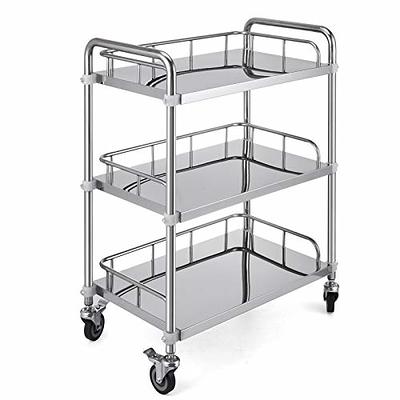 BENTISM Utility Service Cart with Wheels 3-Tier Food Service Cart 154lbs  Capacity