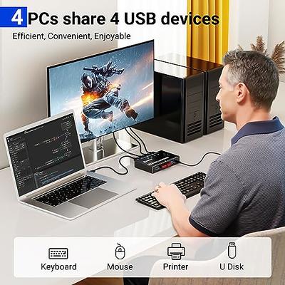  USB 3.0 Switch Selector 4 Computers Share 4 USB KVM Switcher  for PC Laptop Keyboard Mouse Printer Scanner Compatible with  Mac/Windows/Linux : Electronics
