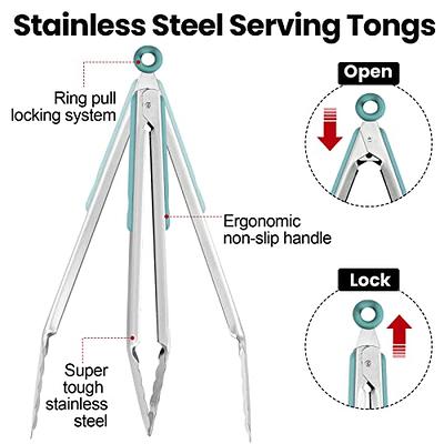 12 Pack Stainless Steel Kitchen Tongs 7/9/12 Inches Food Serving