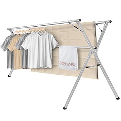 HOMIDEC Clothes Drying Rack, Oversized 4-Tier(67.7 High) Foldable  Stainless Steel Movable Drying Rack with 4 castors, 24 Drying Poles & 14  Hooks for