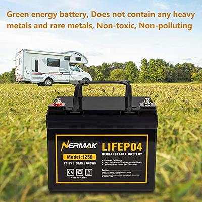 NERMAK 12V 50Ah Lithium LiFePO4 Deep Cycle Battery, 4000+ Cycles