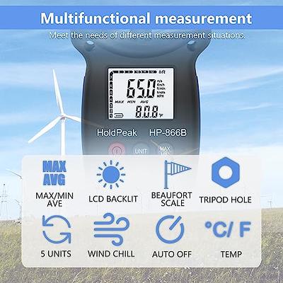 Benetech 8-in-1 Multifunctional Anemometer, Portable Weather Station,  Digital Wind Speed Meter, Handheld, Air Flow Teste for HVAC Outdoor Sailing
