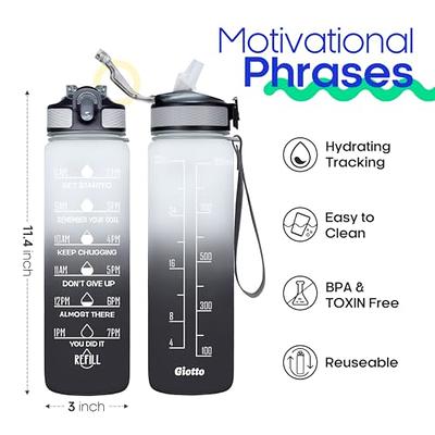 32oz Leakproof BPA Free Drinking Water Bottle with Time Marker & Straw to Ensure You Drink Enough Water Throughout The Day for Fitness and Outdoor