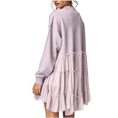 Crew Neck Sweatshirts Women Patchwork Sweatshirt Dress Flowy