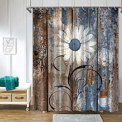 Brown And Blue Shower Curtain - Foter