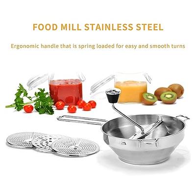 Food Mill Stainless Steel, Food Mill With 3 Discs, Handle Baby