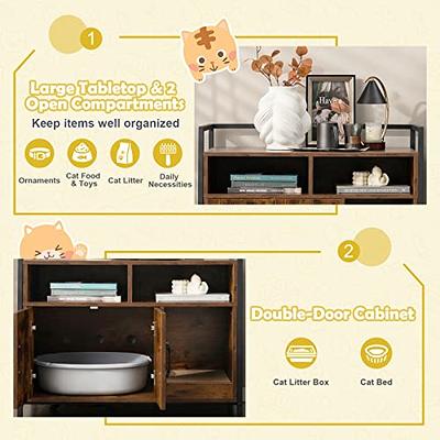 Tangkula Litter Box Enclosure, Cat Litter Box Furniture Hidden