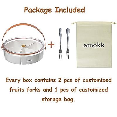 amokk Divided Serving Tray with Lid and Handle Snackle Box Charcuterie  Container Portable Snack Platters for Candy, Fruits, Nuts, Snacks, for  Parties
